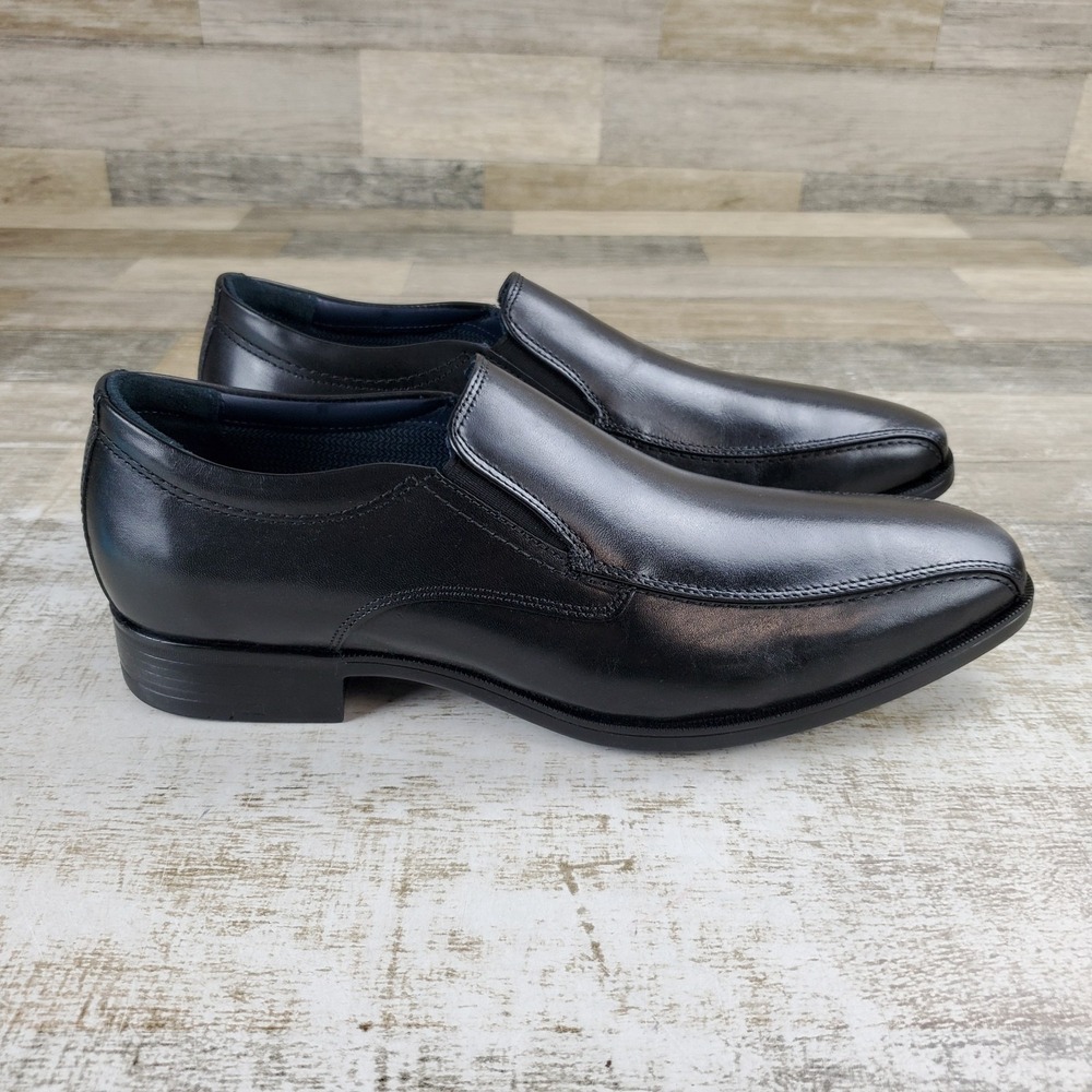 Johnston & Murphy Gibbons Run-Off Mens Shoes Sz 9.5 Wide Black Leather Slip On
